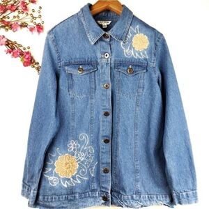 Tantrums embroidered denim jacket Size XL
